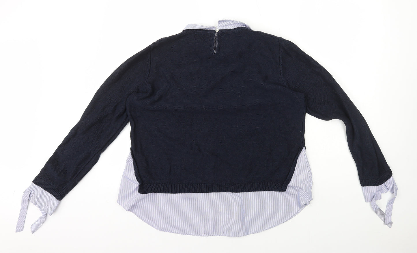 Papaya Womens Blue Collared Striped Polyester Pullover Jumper Size 16 - 2in1 Under Shirt