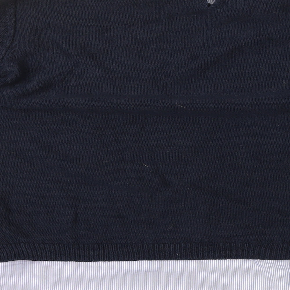 Papaya Womens Blue Collared Striped Polyester Pullover Jumper Size 16 - 2in1 Under Shirt