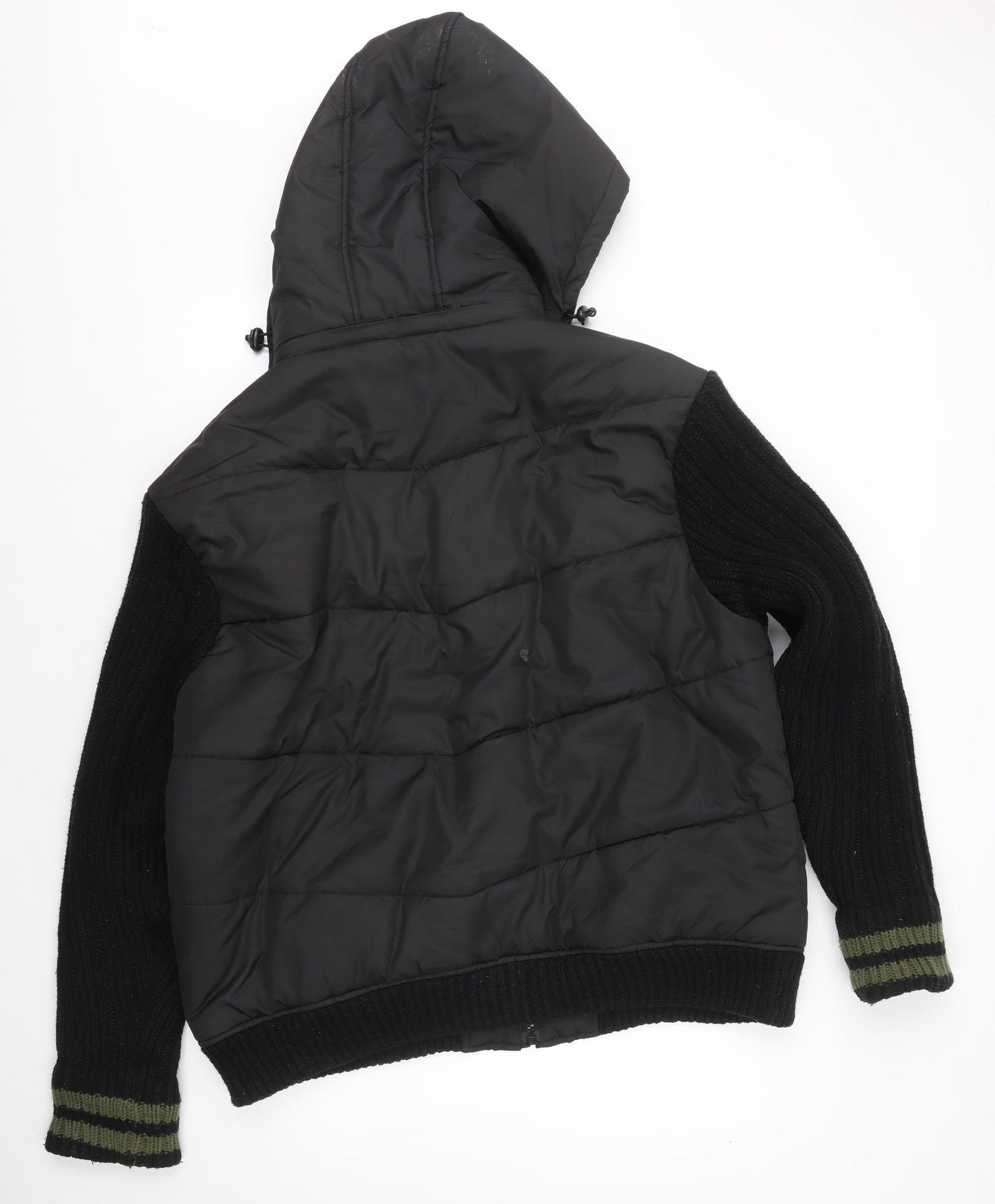 Matalan Mens Black Puffer Jacket Jacket Size 2XL Zip - Knit Sleeves