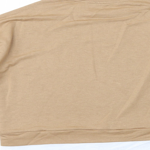 Reyon Womens Beige Polyester Basic T-Shirt Size S Round Neck - Florida