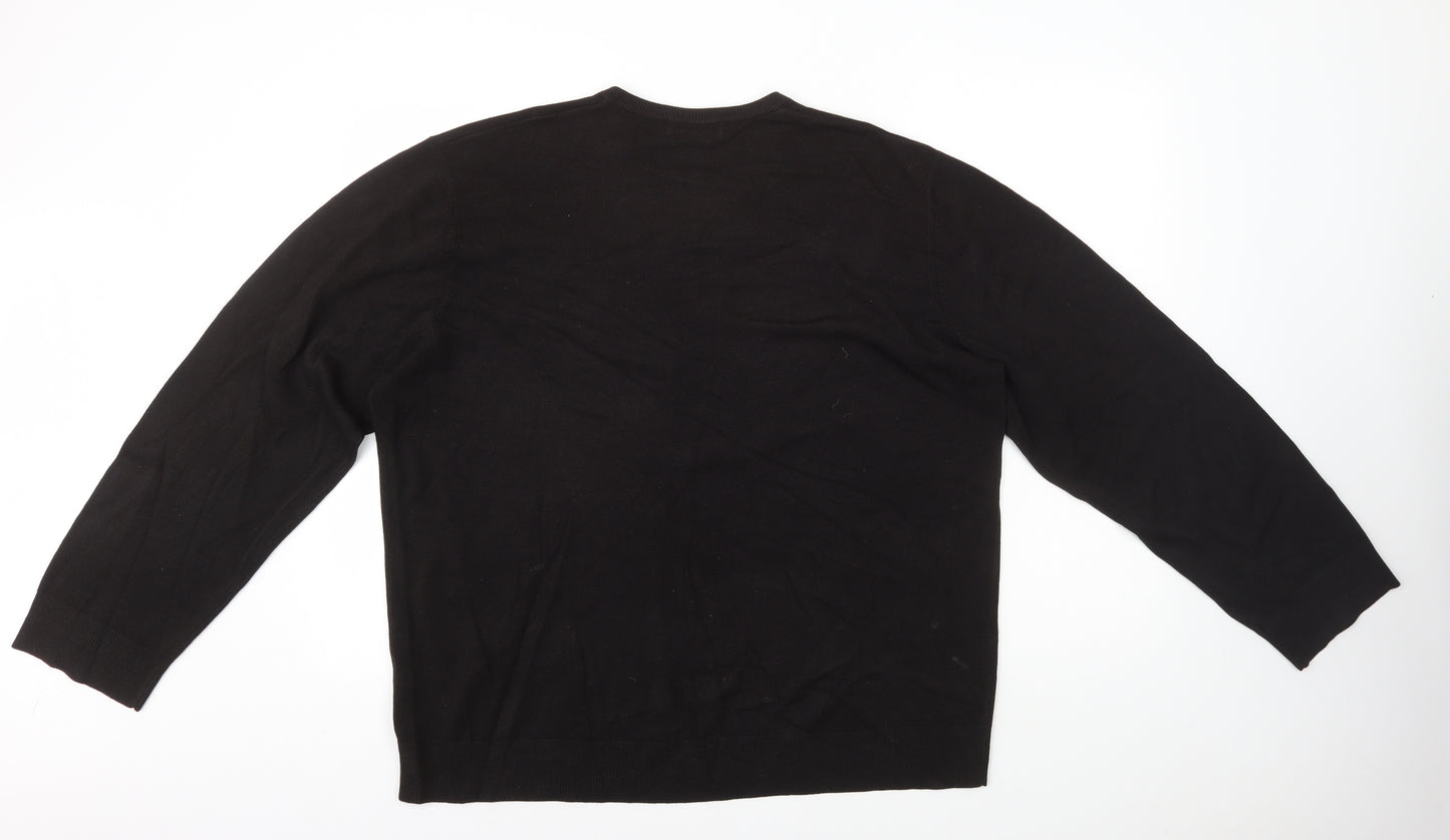 Blue Harbour Mens Brown V-Neck Polyester Pullover Jumper Size XL