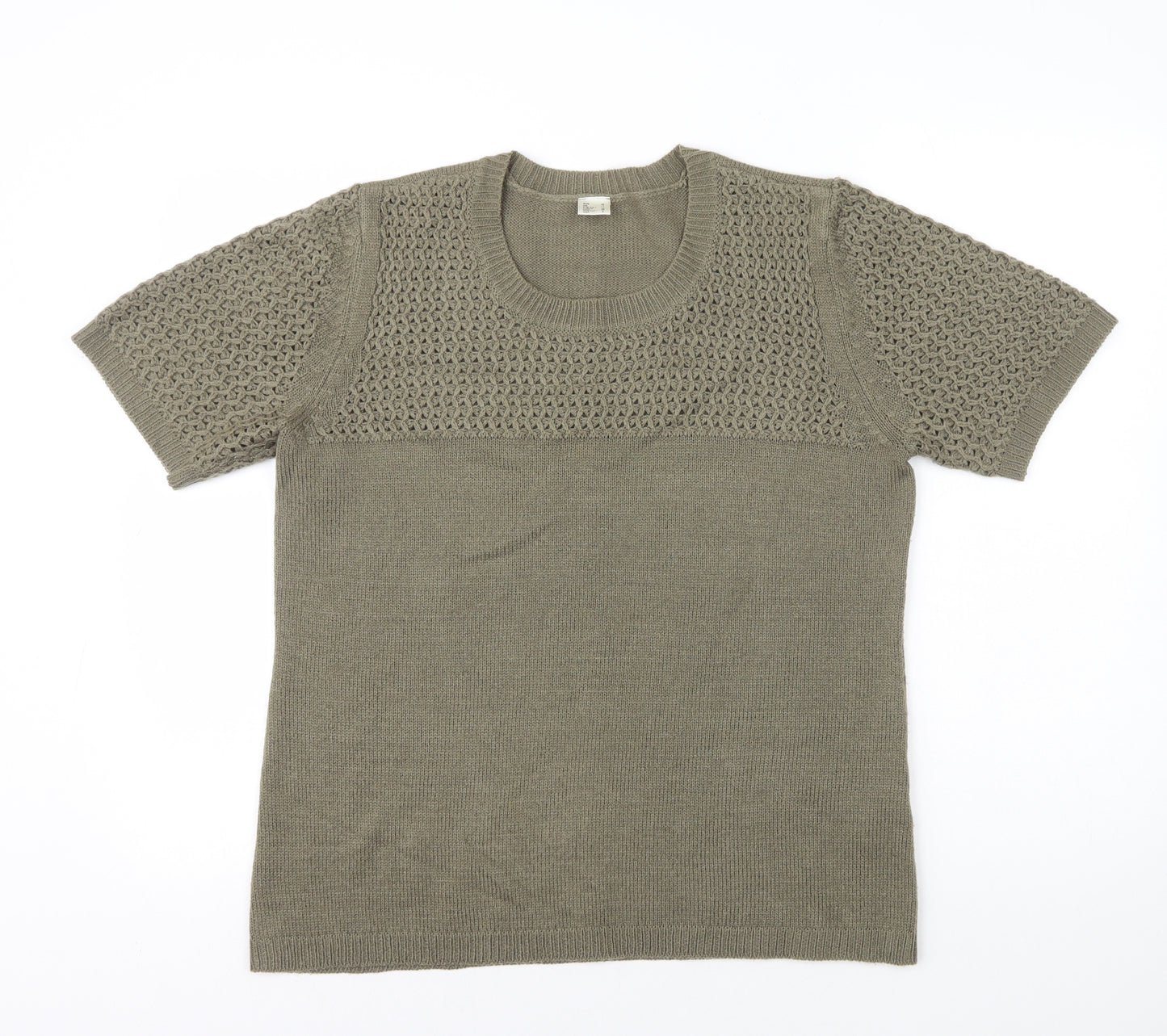 Preworn Womens Green Round Neck Acrylic Pullover Jumper Size 14