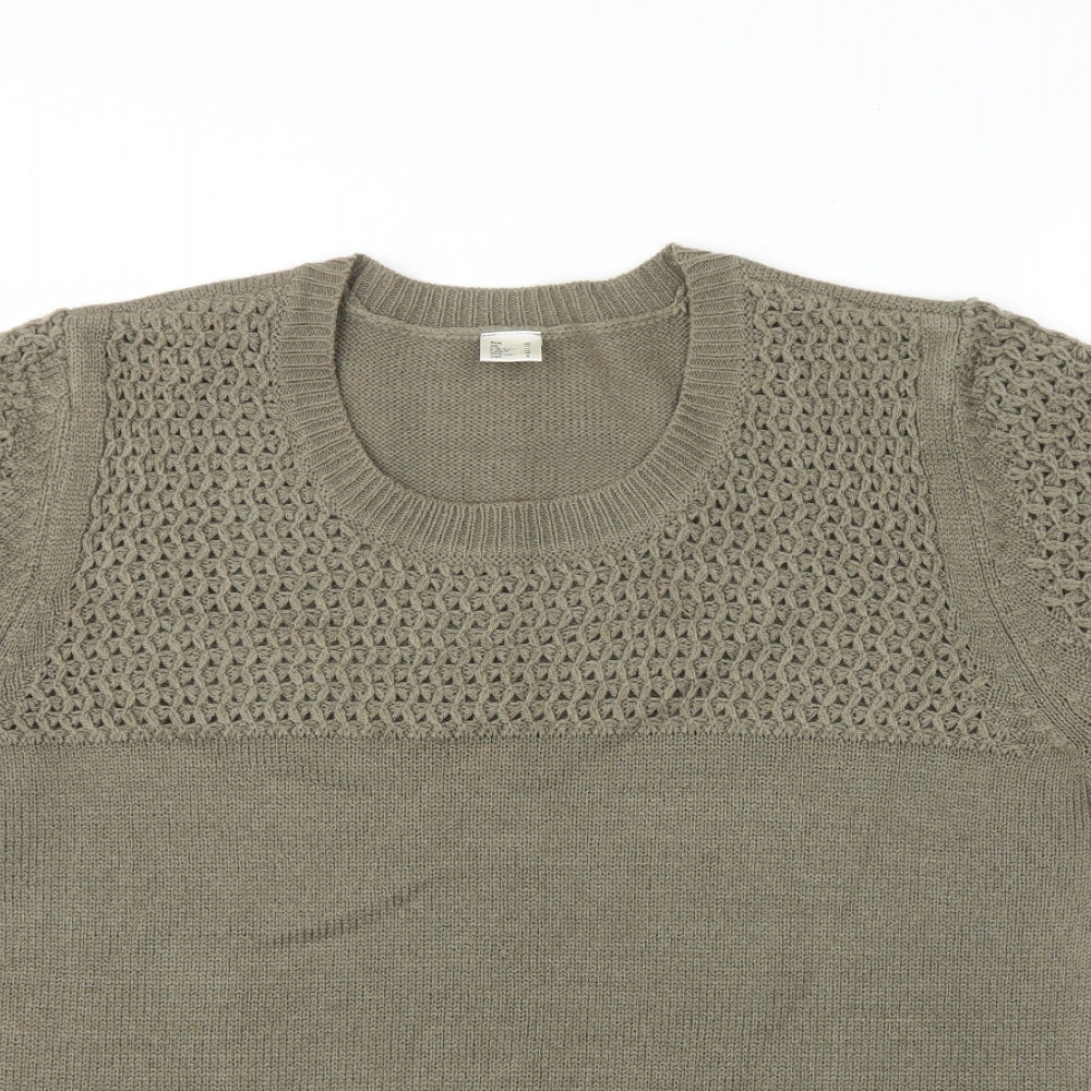 Preworn Womens Green Round Neck Acrylic Pullover Jumper Size 14