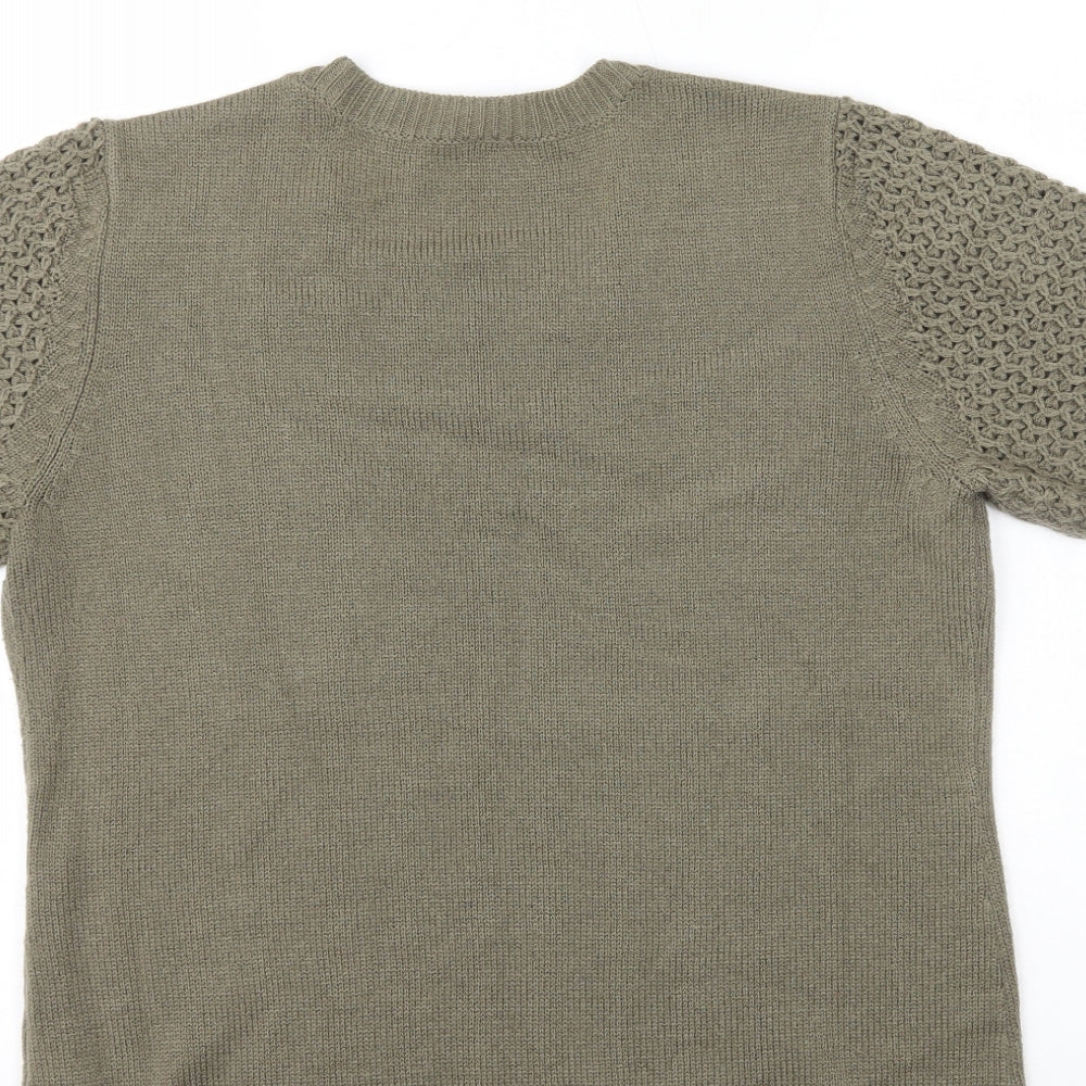 Preworn Womens Green Round Neck Acrylic Pullover Jumper Size 14