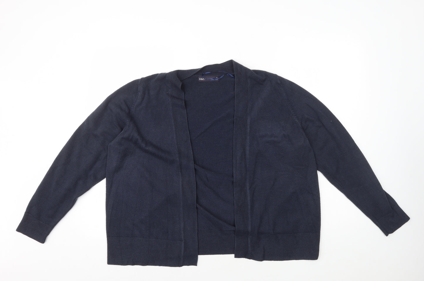 Marks and Spencer Womens Blue V-Neck Acrylic Cardigan Jumper Size XL