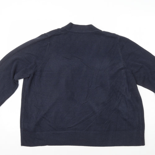 Marks and Spencer Womens Blue V-Neck Acrylic Cardigan Jumper Size XL
