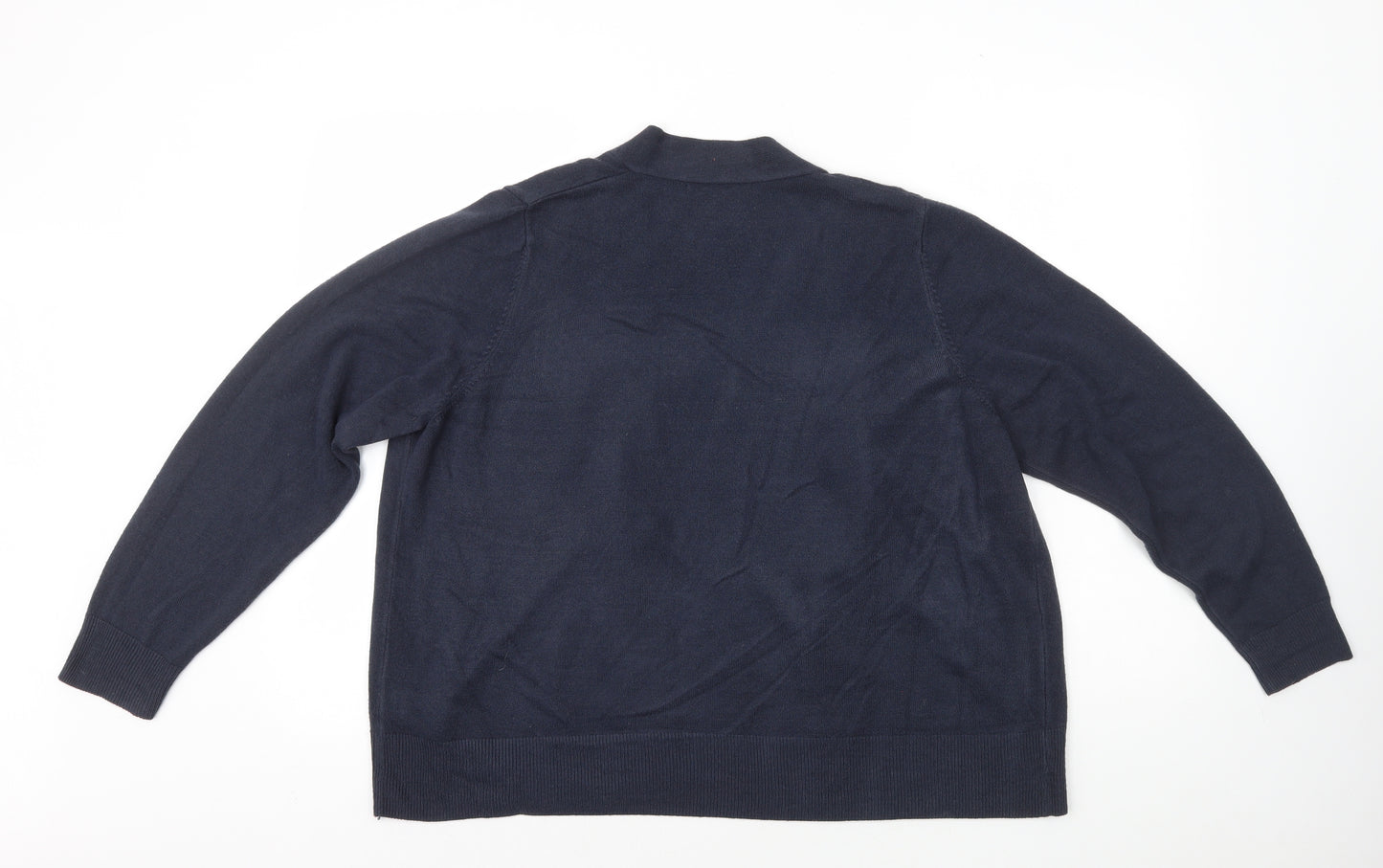 Marks and Spencer Womens Blue V-Neck Acrylic Cardigan Jumper Size XL