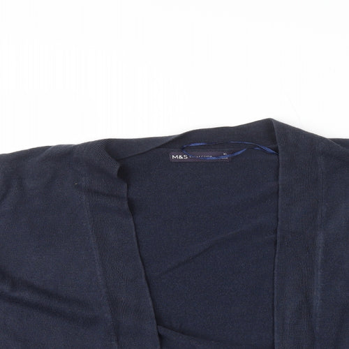 Marks and Spencer Womens Blue V-Neck Acrylic Cardigan Jumper Size XL