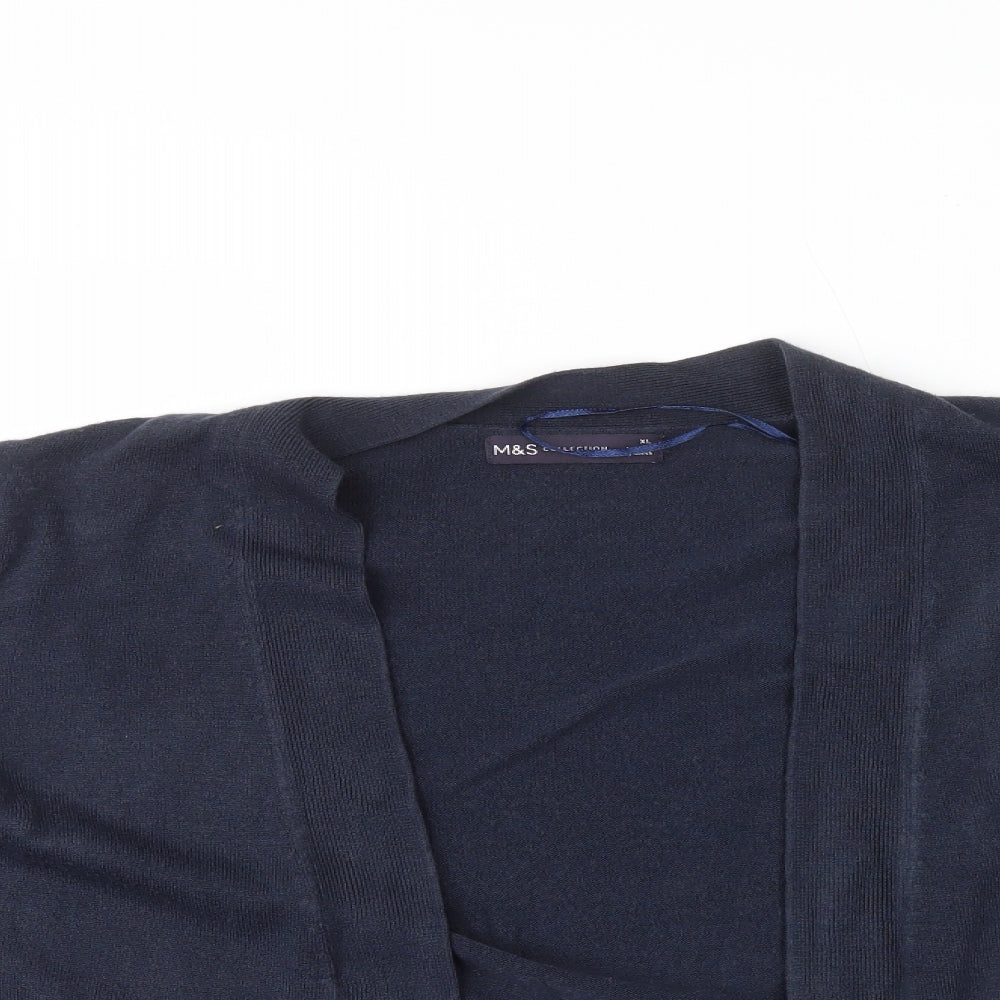 Marks and Spencer Womens Blue V-Neck Acrylic Cardigan Jumper Size XL