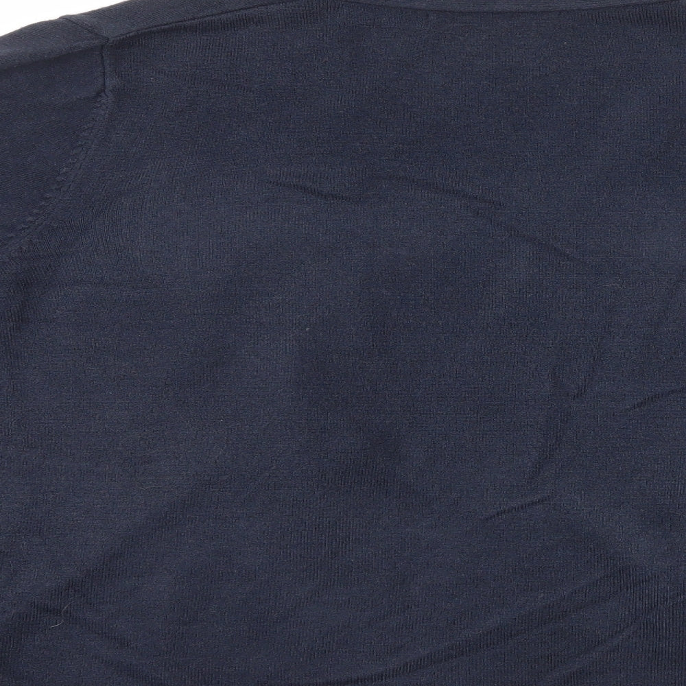 Marks and Spencer Womens Blue V-Neck Acrylic Cardigan Jumper Size XL