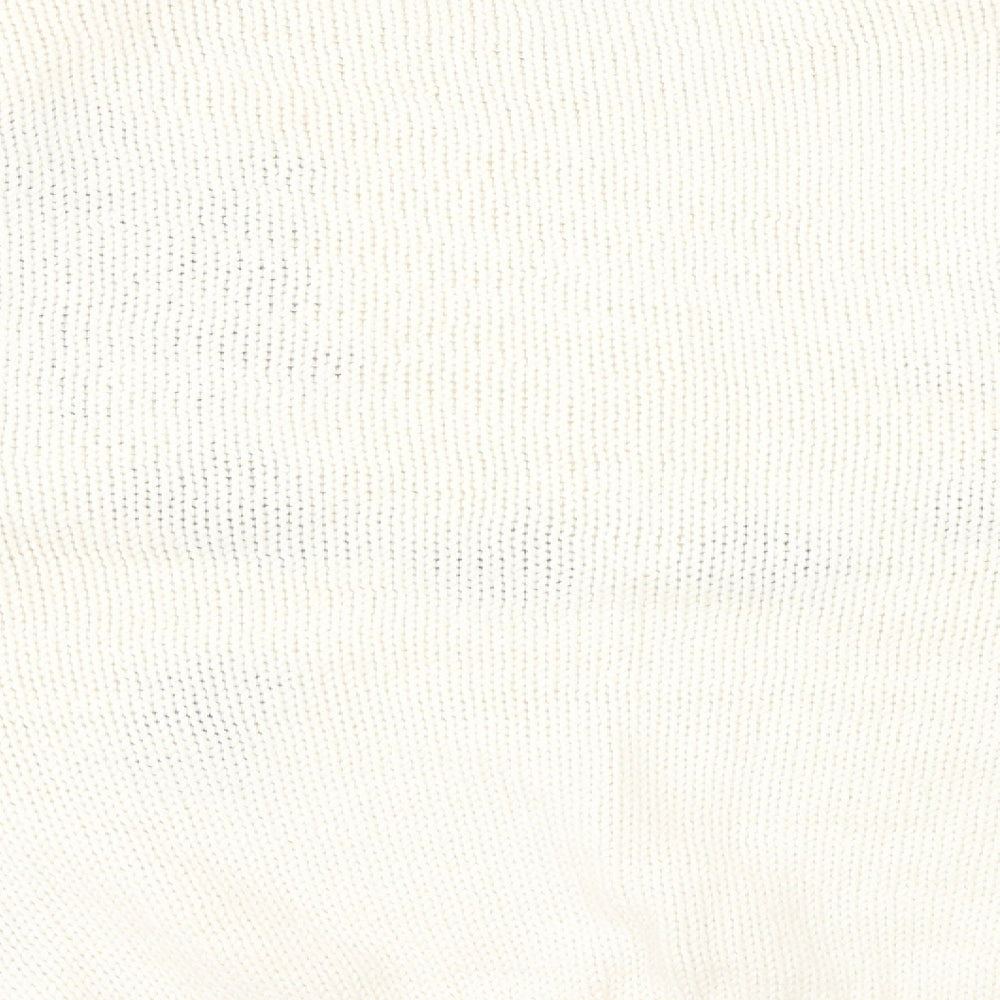 Para Womens White Crew Neck Floral Acrylic Pullover Jumper Size M