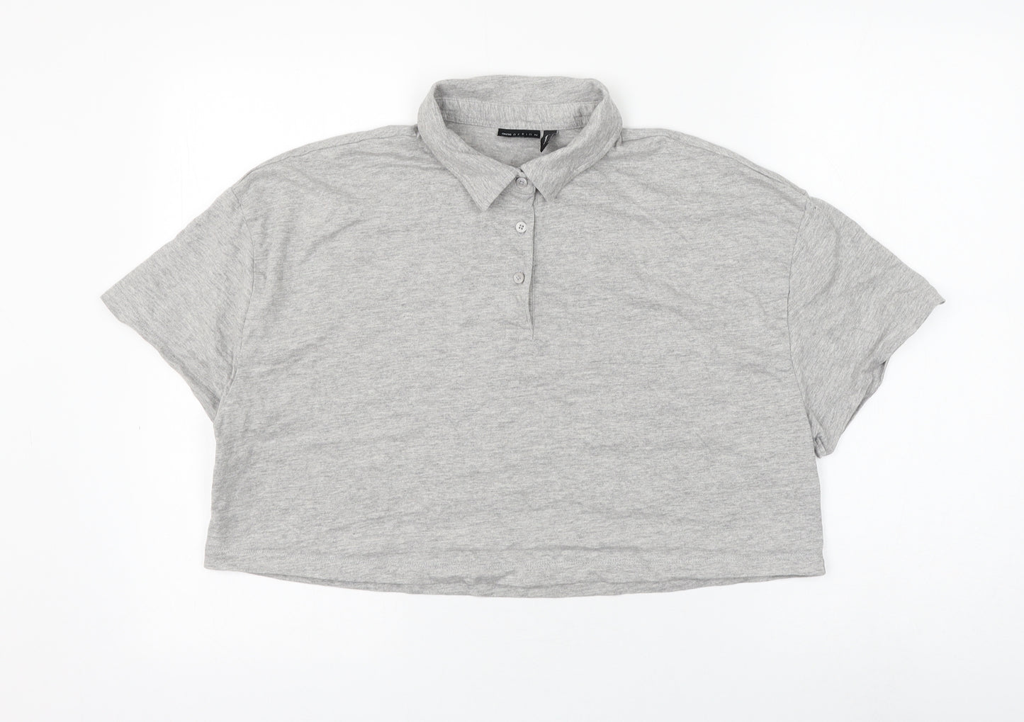 ASOS Womens Grey Camel Cropped Polo Size 10 Collared