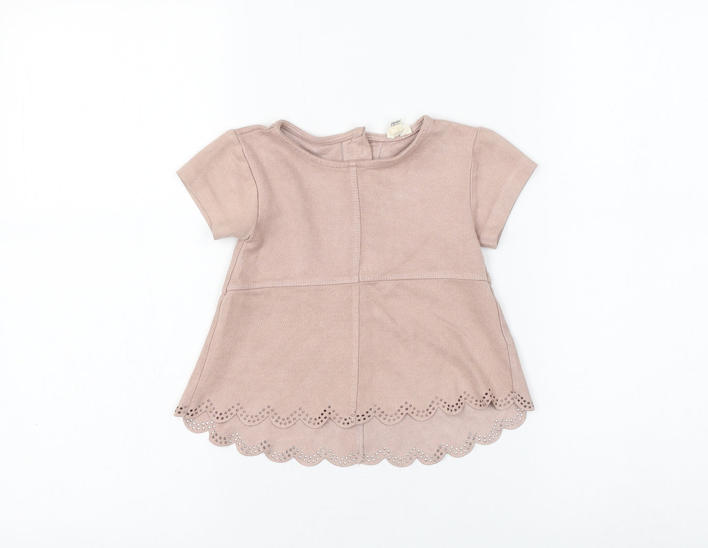 riveris Girls Pink Polyester Basic Blouse Size 12-18 Months Round Neck Button