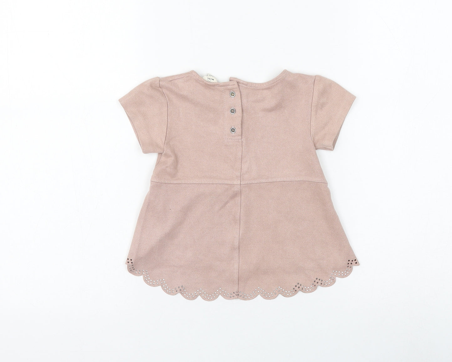 riveris Girls Pink Polyester Basic Blouse Size 12-18 Months Round Neck Button
