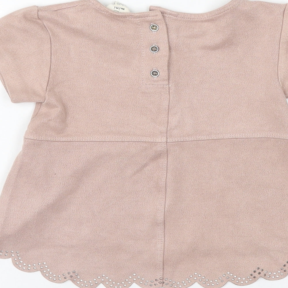 riveris Girls Pink Polyester Basic Blouse Size 12-18 Months Round Neck Button