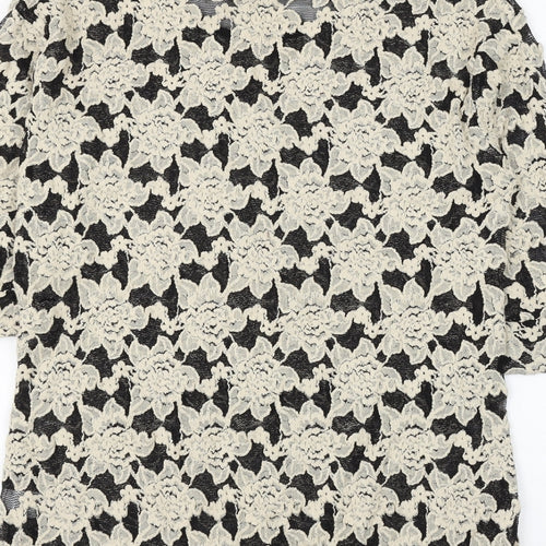 NEXT Womens Beige Round Neck Floral Cotton Pullover Jumper Size 12