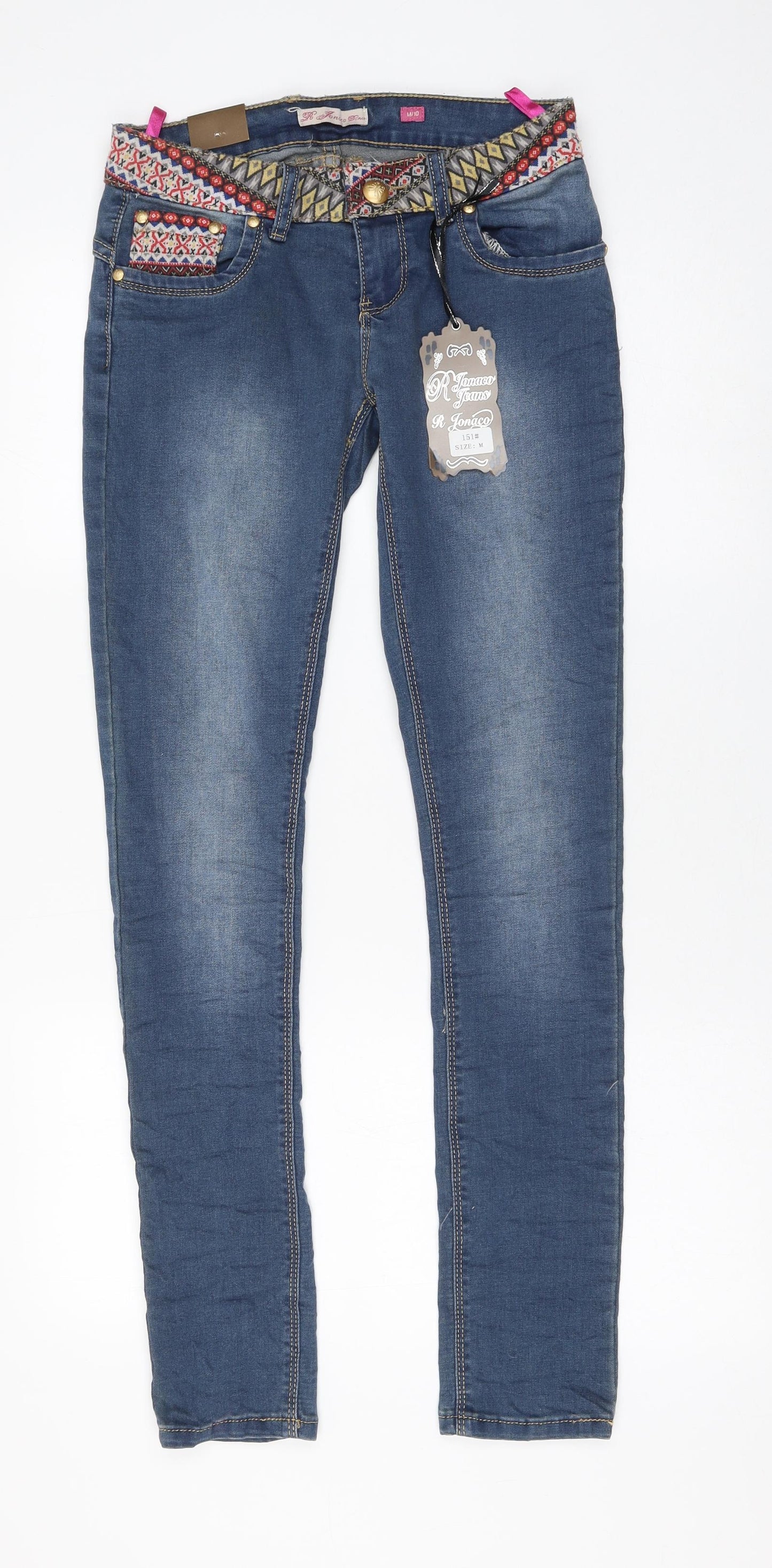 R Jonaco Jeans Womens Blue Polyester Skinny Jeans Size 10 L30 in Regular Zip