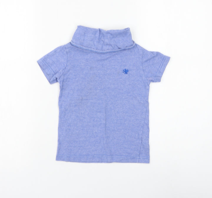 NEXT Boys Blue Cotton Basic T-Shirt Size 3 Years Roll Neck Pullover