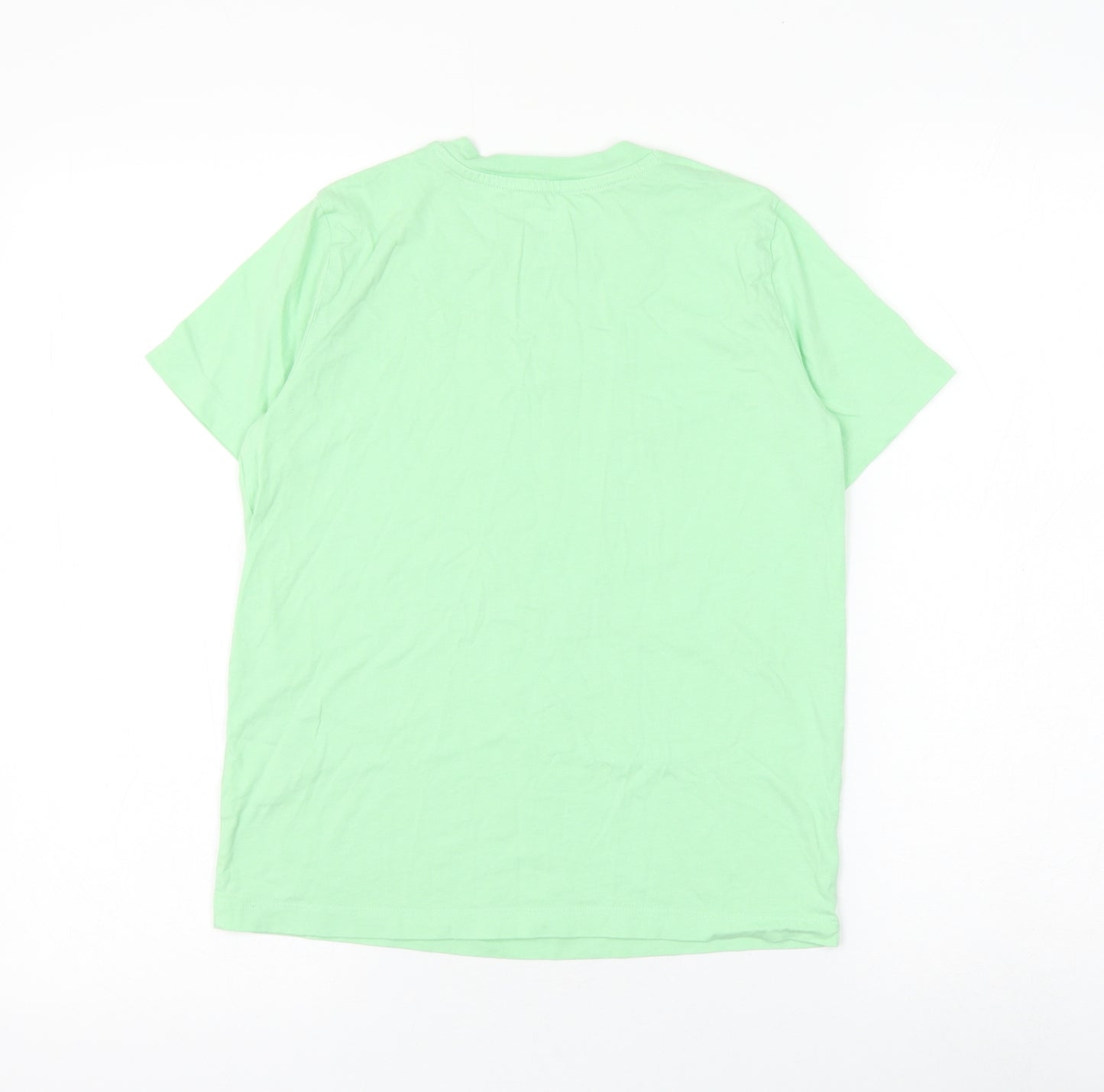 Lands' End Boys Green Cotton Basic T-Shirt Size 10 Years Round Neck Pullover - Animal