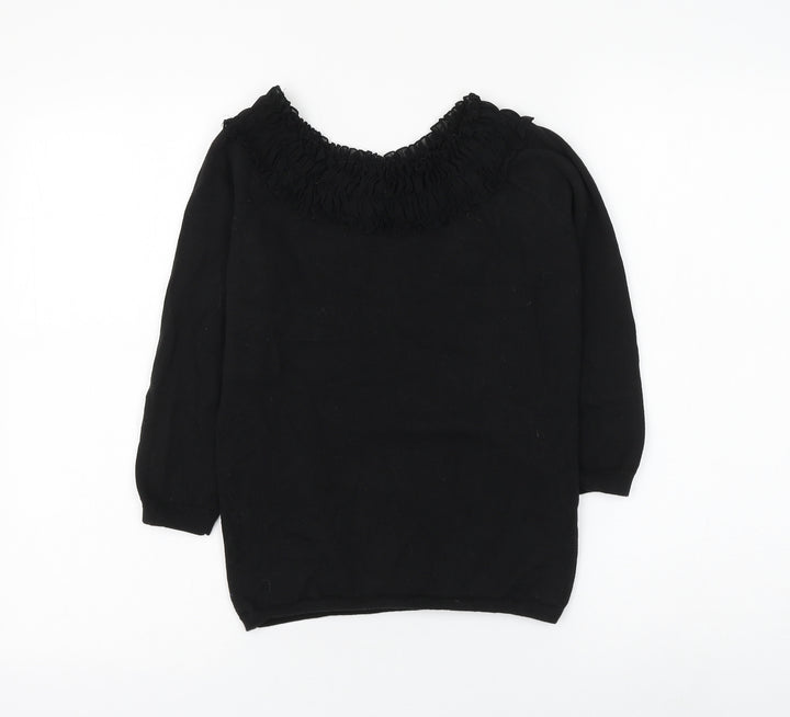 The Limited Womens Black Round Neck Cotton Pullover Jumper Size S