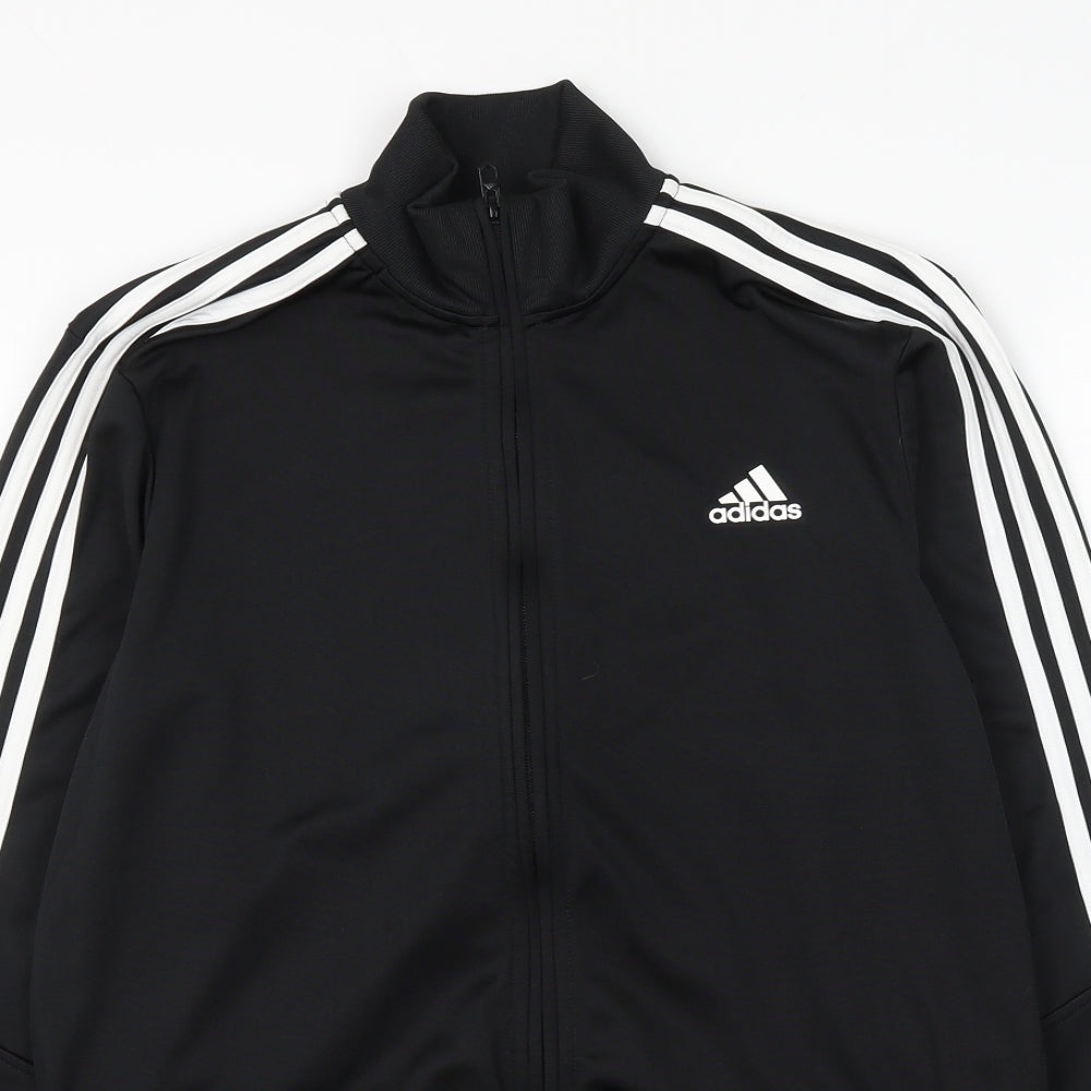 adidas Boys Black Polyester Full Zip Sweatshirt Size 15-16 Years Zip
