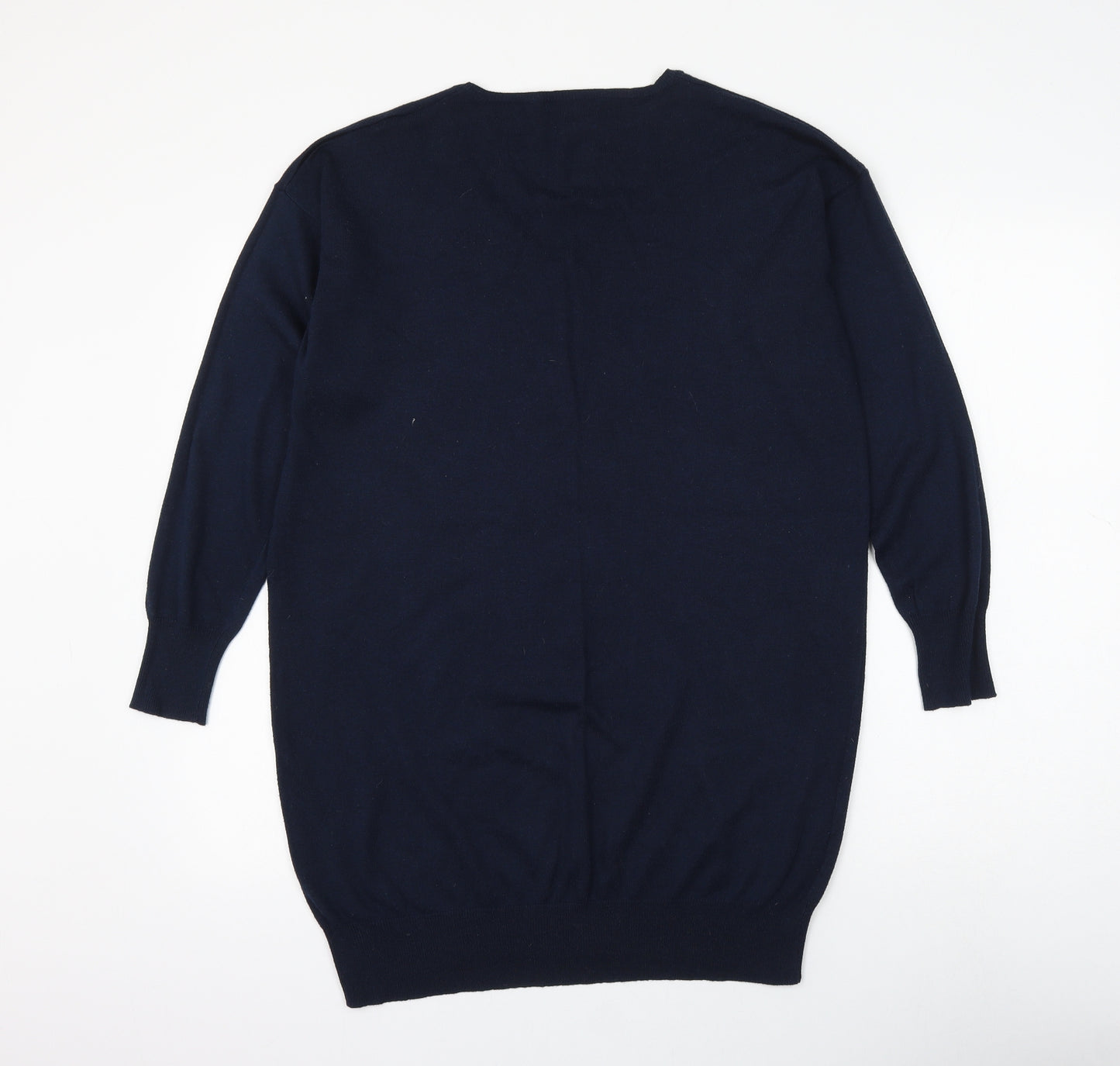 Mango Mens Blue V-Neck Polyester Pullover Jumper Size L
