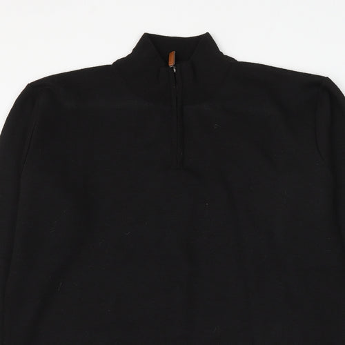 D Project Mens Black Mock Neck Polyester Pullover Jumper Size L
