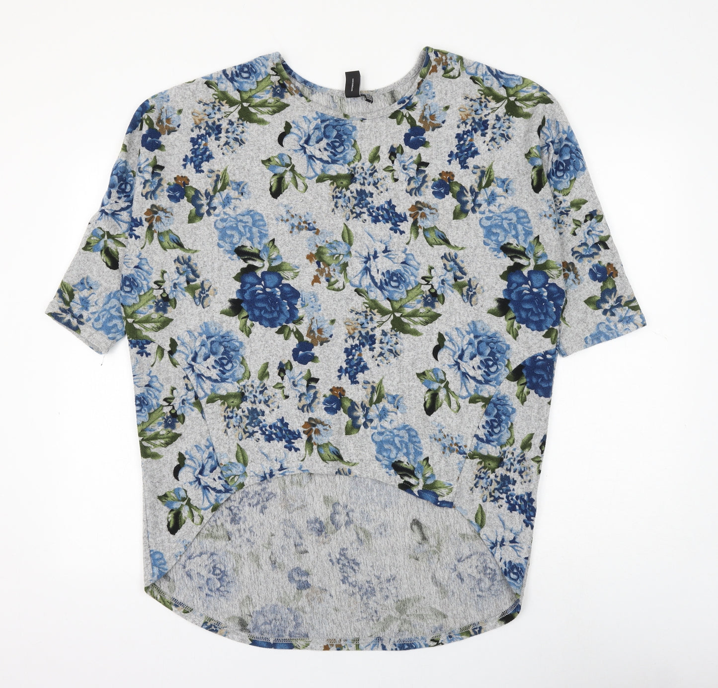 Izabel London Womens Grey Round Neck Floral Polyester Pullover Jumper Size 12