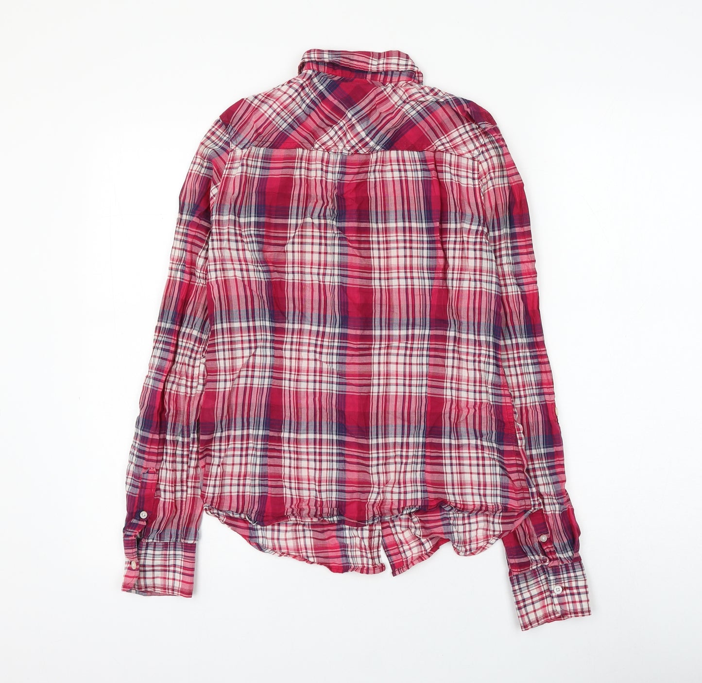 Aeropostale Womens Pink Plaid Cotton Basic Button-Up Size M Collared