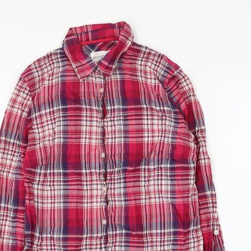 Aeropostale Womens Pink Plaid Cotton Basic Button-Up Size M Collared