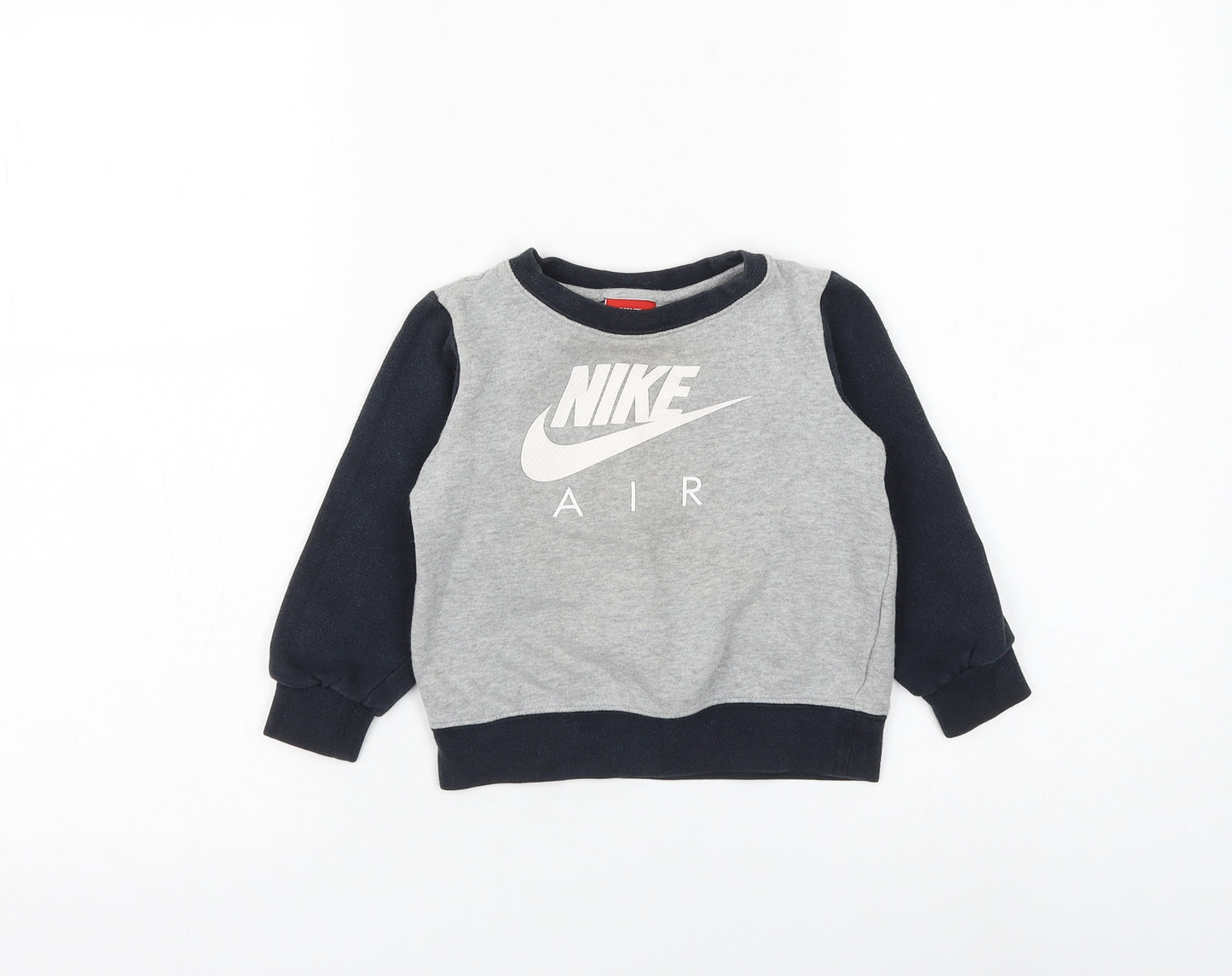 Nike Boys Grey Cotton Pullover Sweatshirt Size 2-3 Years Pullover