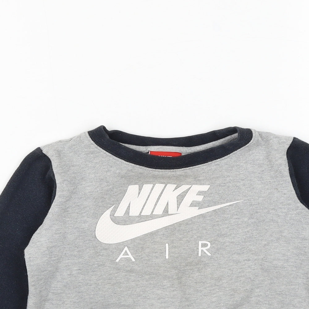 Nike Boys Grey Cotton Pullover Sweatshirt Size 2-3 Years Pullover