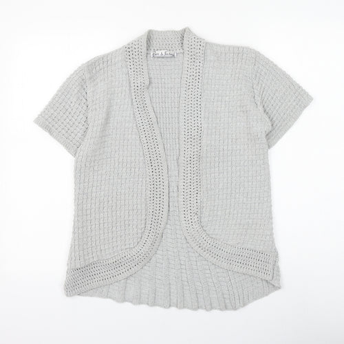 Pure & Natural Womens Grey V-Neck Cotton Cardigan Jumper Size M