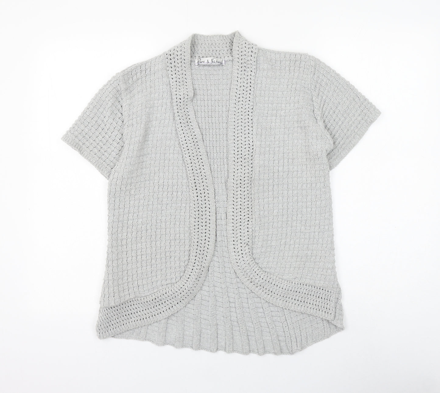 Pure & Natural Womens Grey V-Neck Cotton Cardigan Jumper Size M