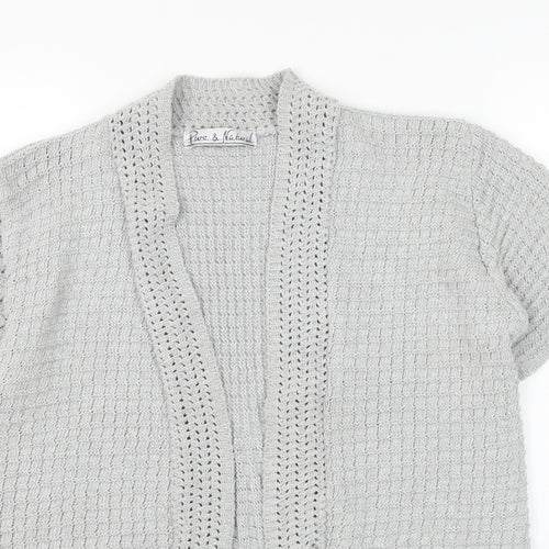 Pure & Natural Womens Grey V-Neck Cotton Cardigan Jumper Size M