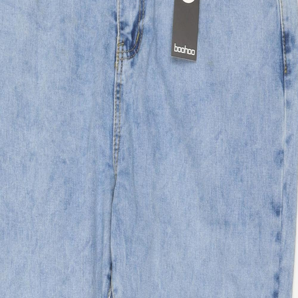 Boohoo Womens Blue Cotton Mom Jeans Size 18 L28 in Regular Zip