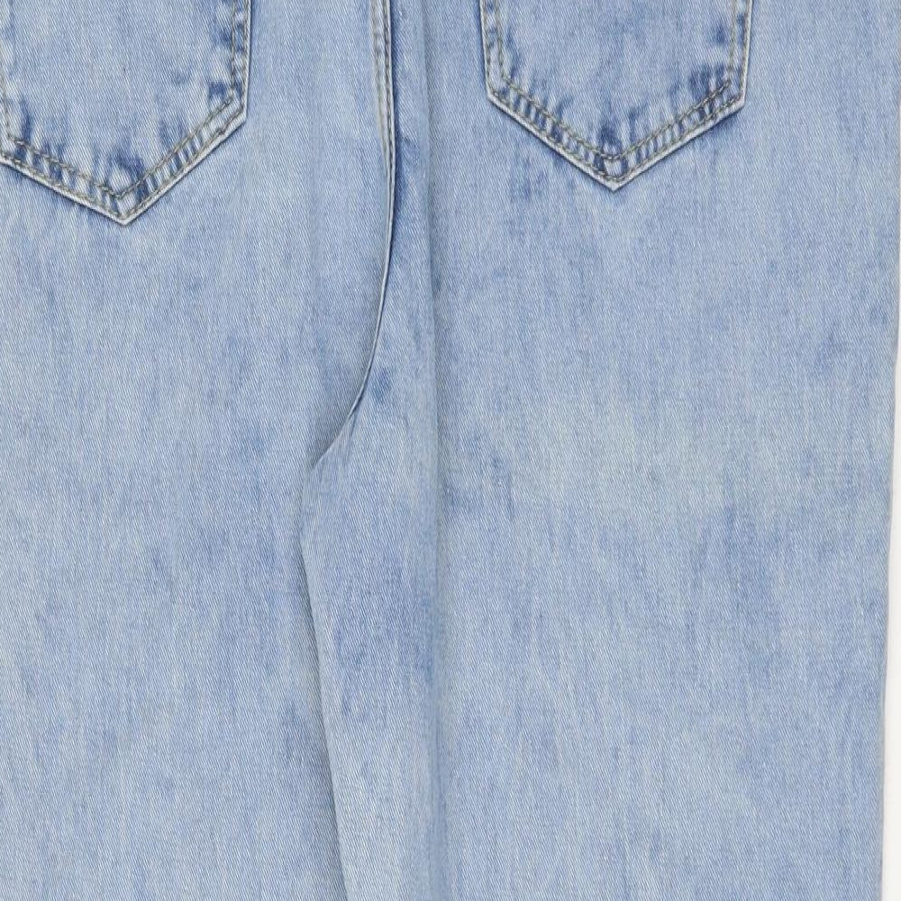 Boohoo Womens Blue Cotton Mom Jeans Size 18 L28 in Regular Zip