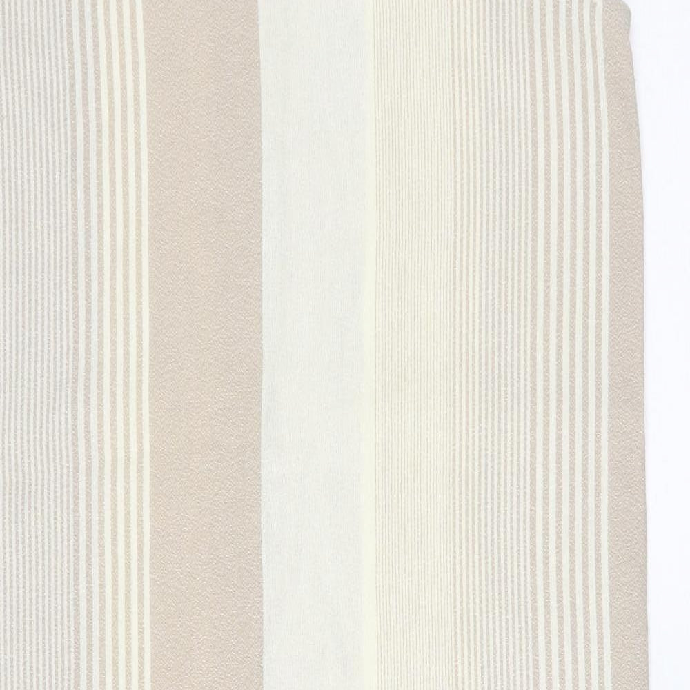 Preworn Womens Beige Striped Polyester Shift Size 14 Round Neck Pullover