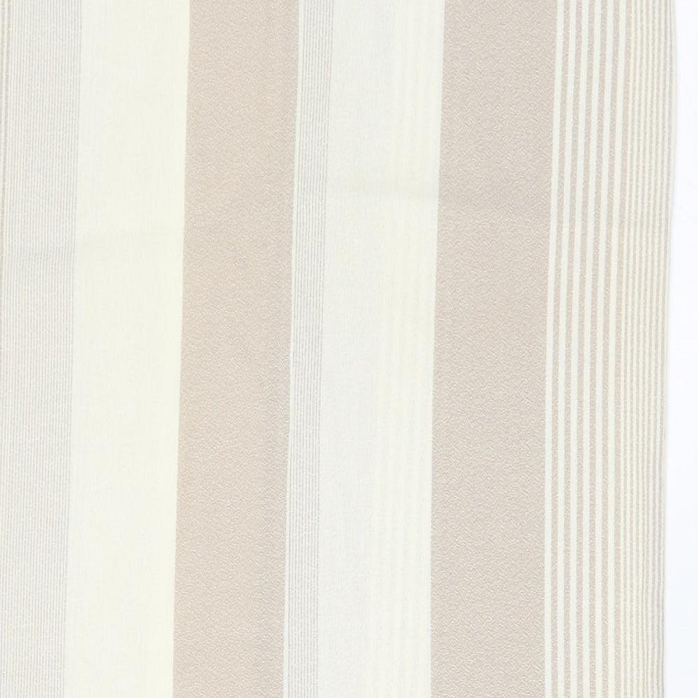 Preworn Womens Beige Striped Polyester Shift Size 14 Round Neck Pullover