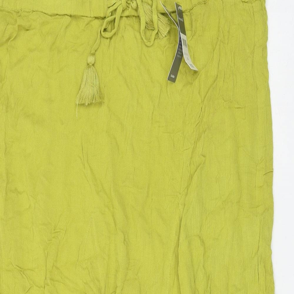 Bonmarché Womens Green Viscose Flare Skirt Size 20 Drawstring