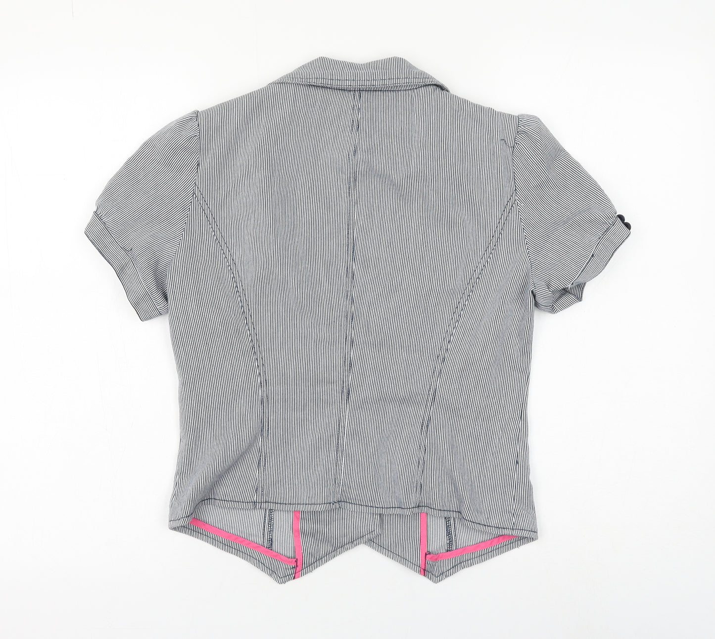 Red Herring Womens Blue Striped Jacket Blazer Size 12 Button