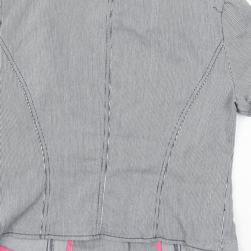 Red Herring Womens Blue Striped Jacket Blazer Size 12 Button