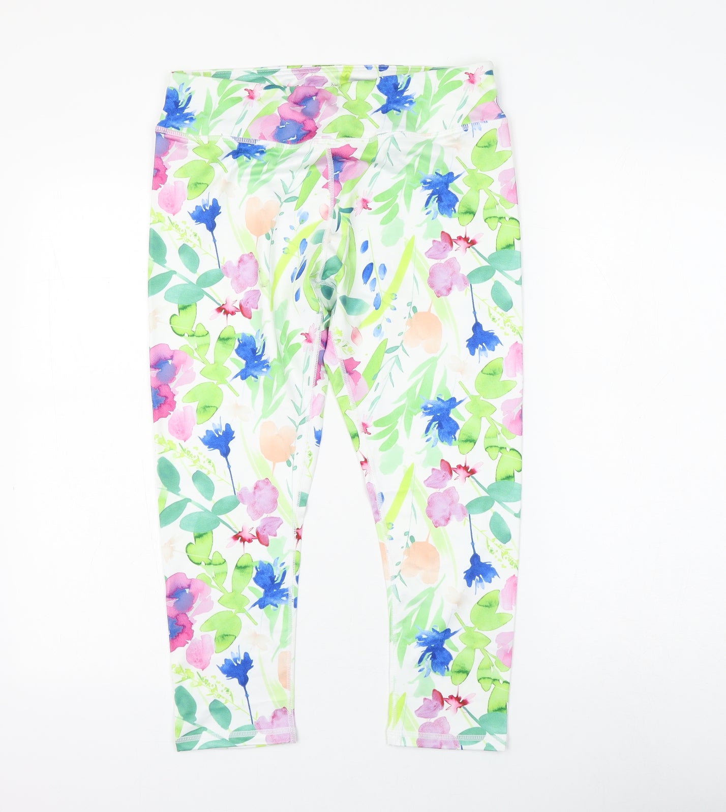 Preworn Womens Multicoloured Floral Polyester Compression Leggings Size XL L20 in Regular