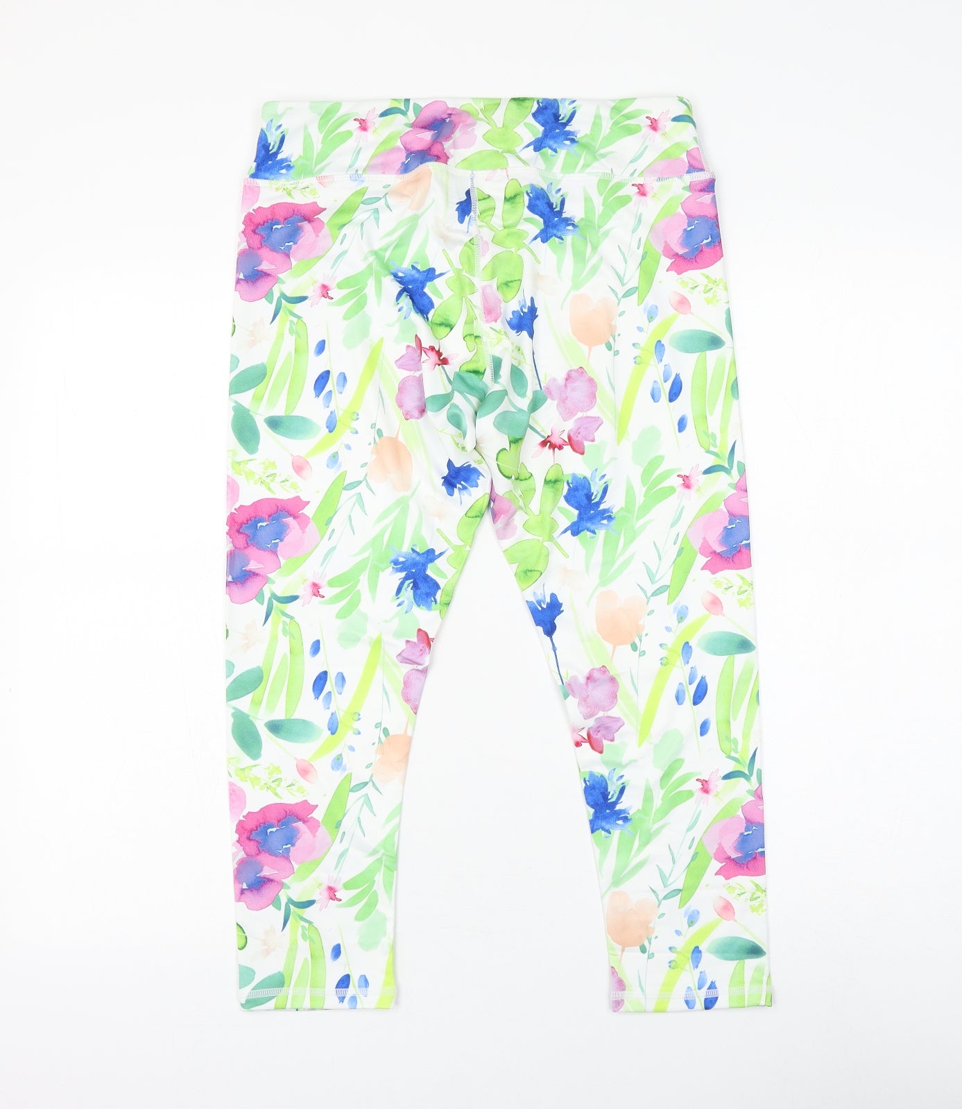 Preworn Womens Multicoloured Floral Polyester Compression Leggings Size XL L20 in Regular