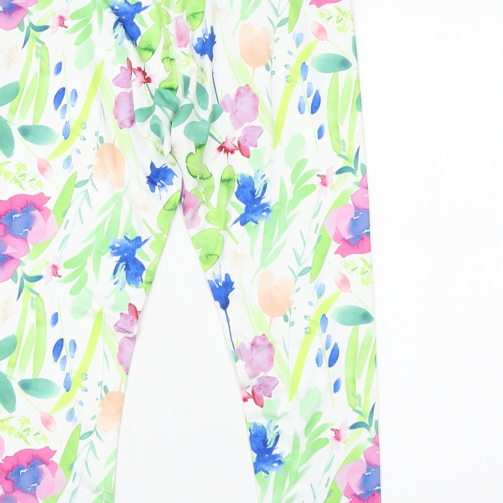 Preworn Womens Multicoloured Floral Polyester Compression Leggings Size XL L20 in Regular
