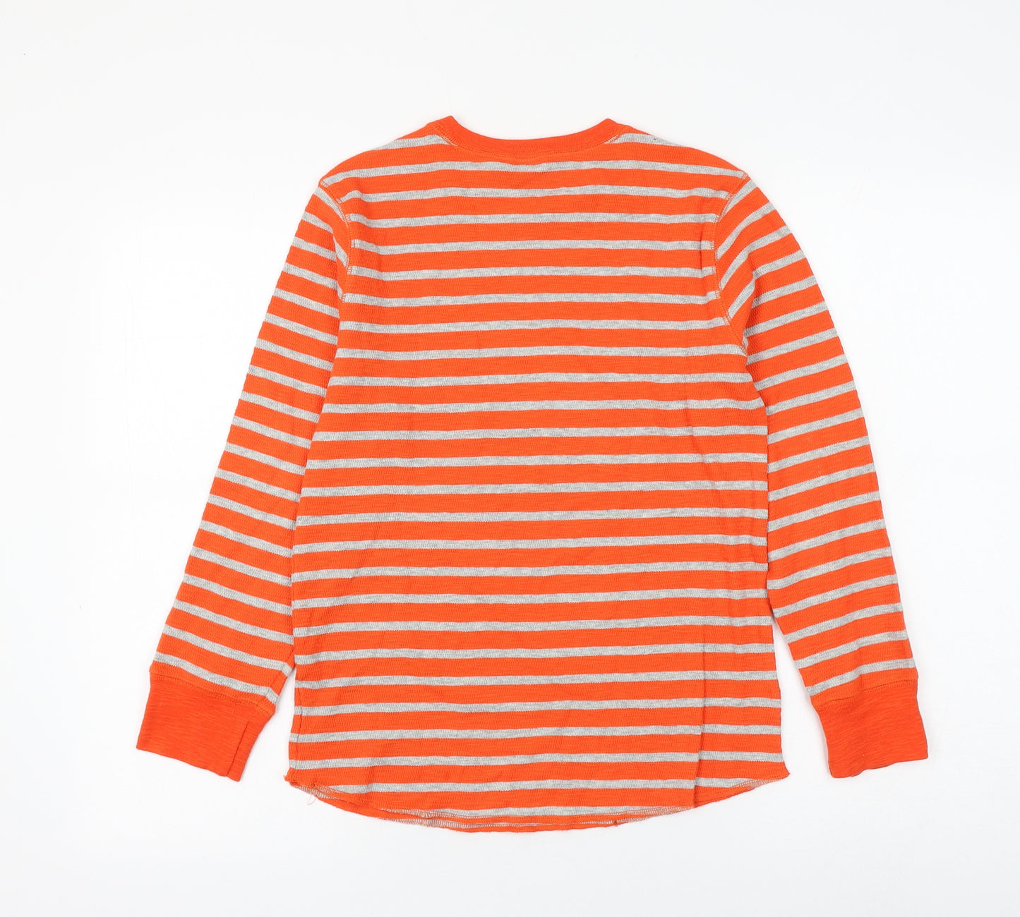 Gap Boys Orange Striped Cotton Basic T-Shirt Size 10 Years Round Neck Pullover