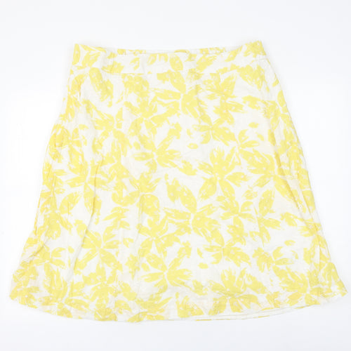 Marks and Spencer Womens White Floral Cotton A-Line Skirt Size 20