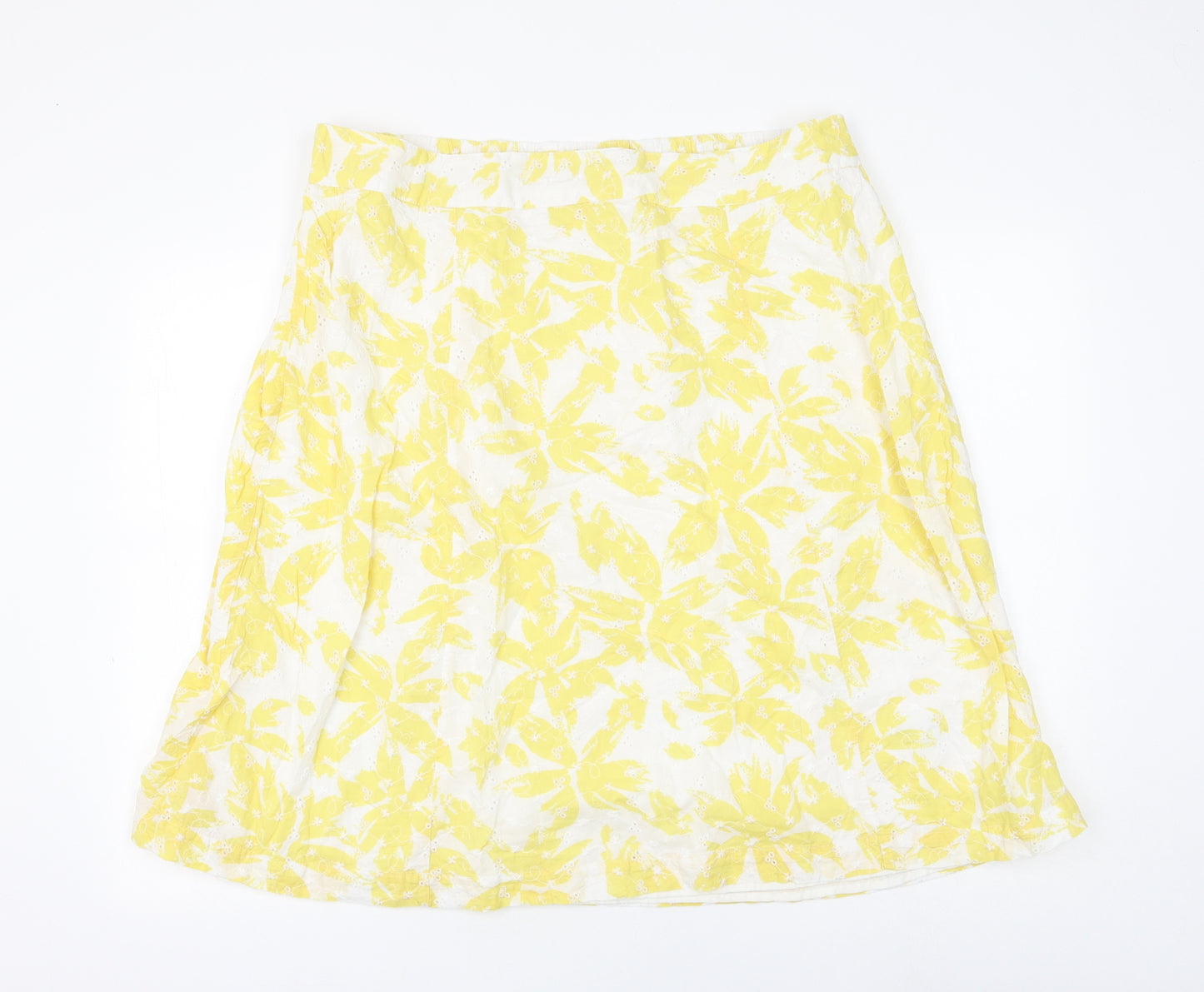 Marks and Spencer Womens White Floral Cotton A-Line Skirt Size 20