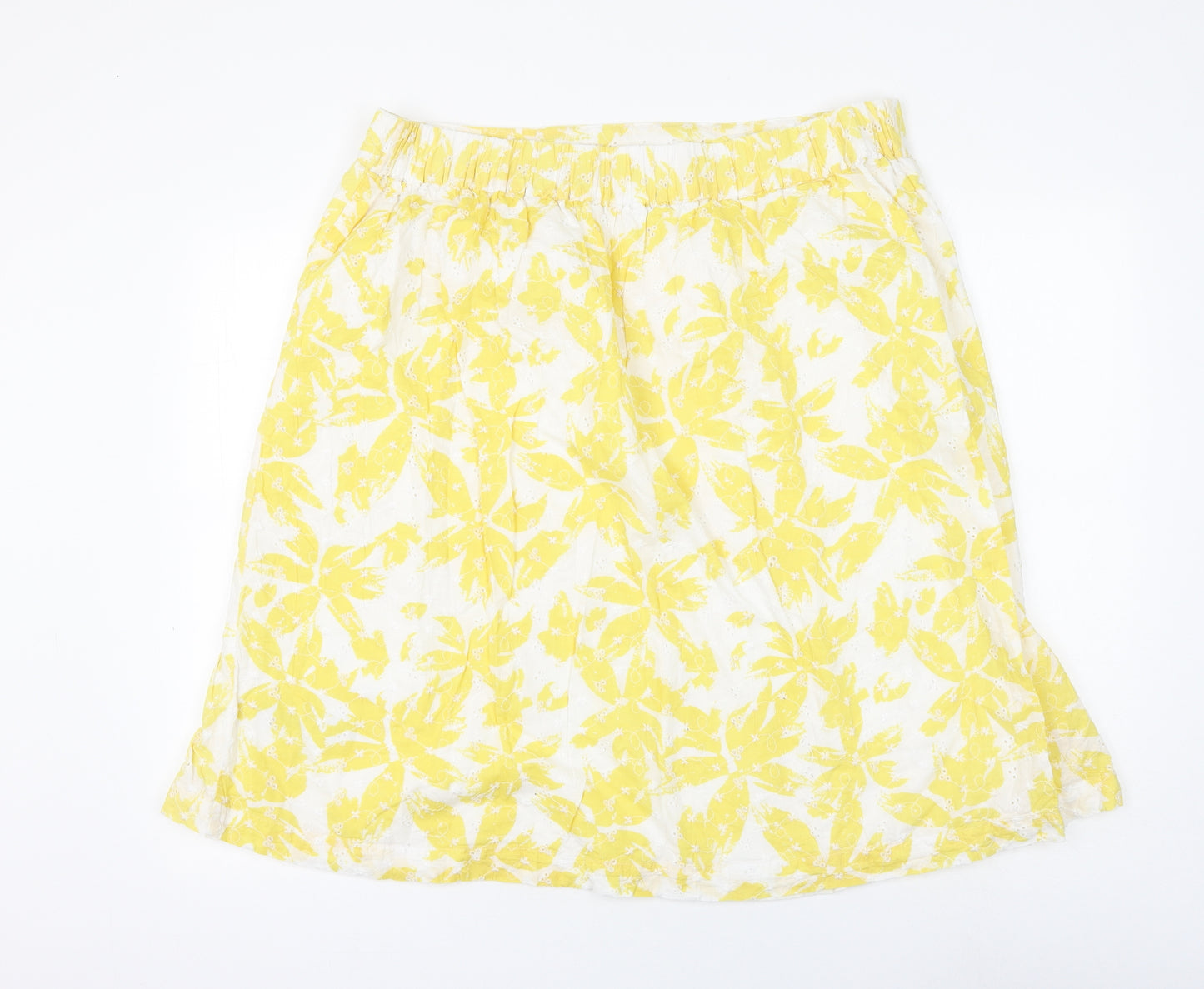 Marks and Spencer Womens White Floral Cotton A-Line Skirt Size 20