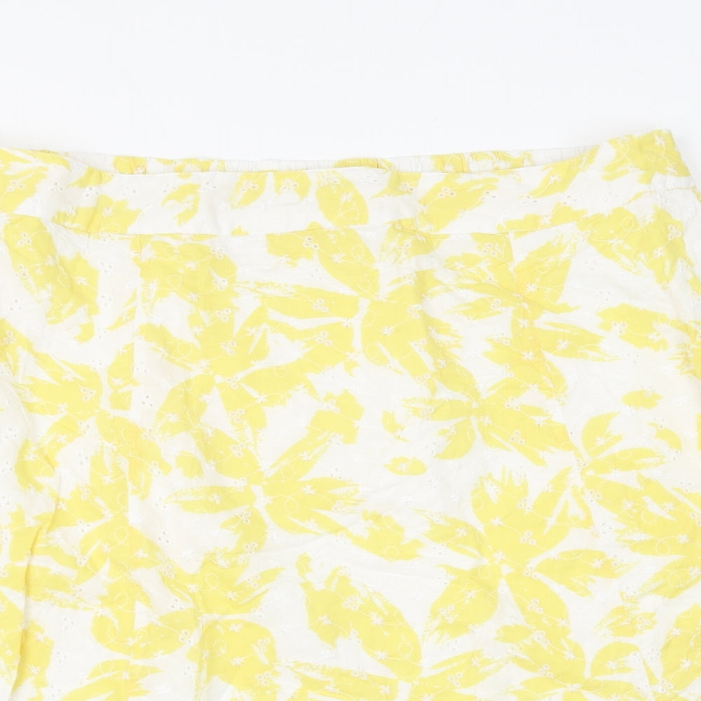 Marks and Spencer Womens White Floral Cotton A-Line Skirt Size 20
